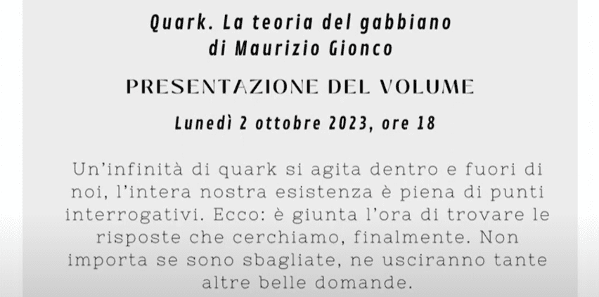 “Quark. La teoria del gabbiano” di Maurizio Gionco